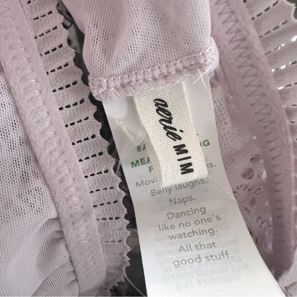 Aerie Semi Sheer floral lace bralette Ladies size medium Light purple lavender - Picture 7 of 9